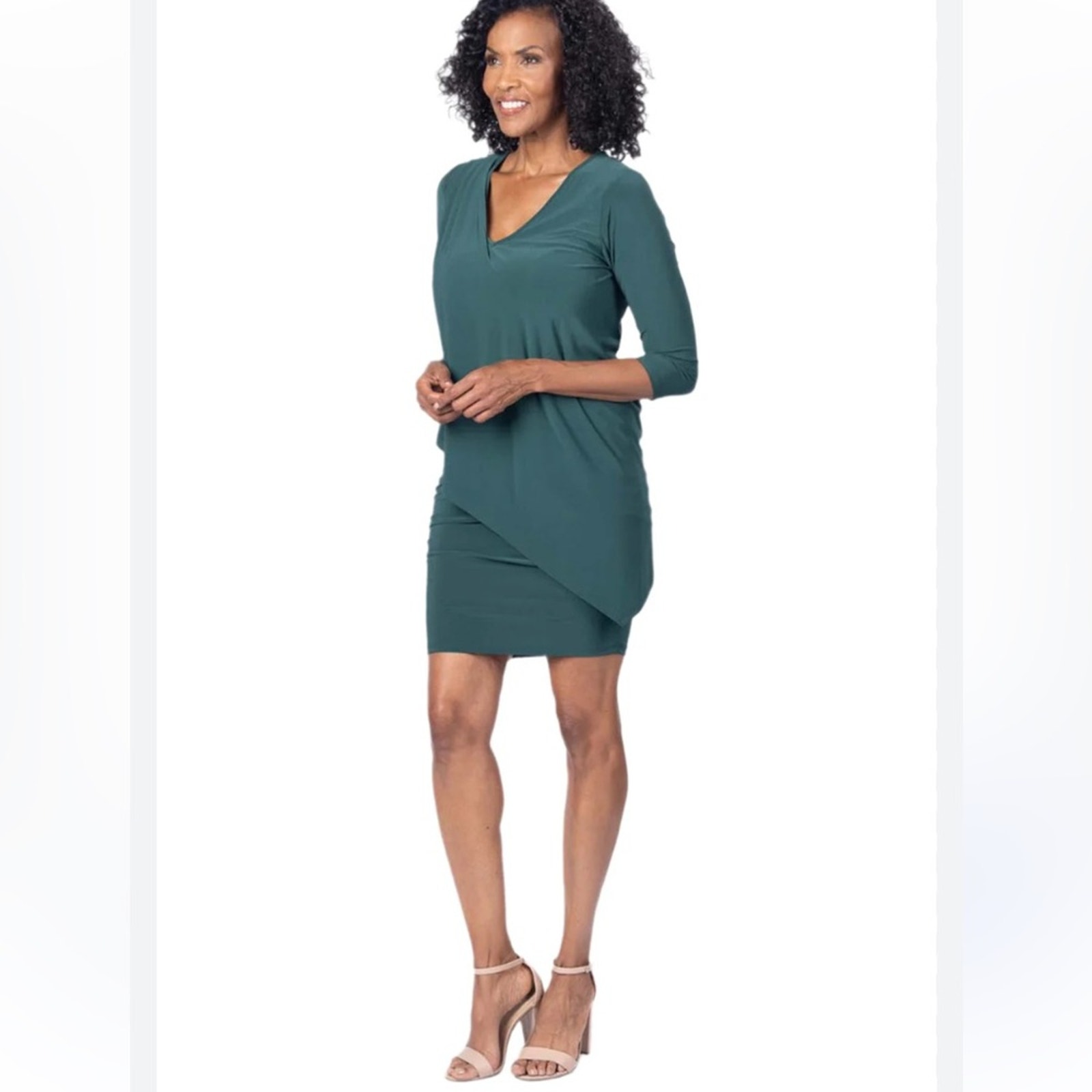 Last Tango Teal Faux-Wrap Mini Dress